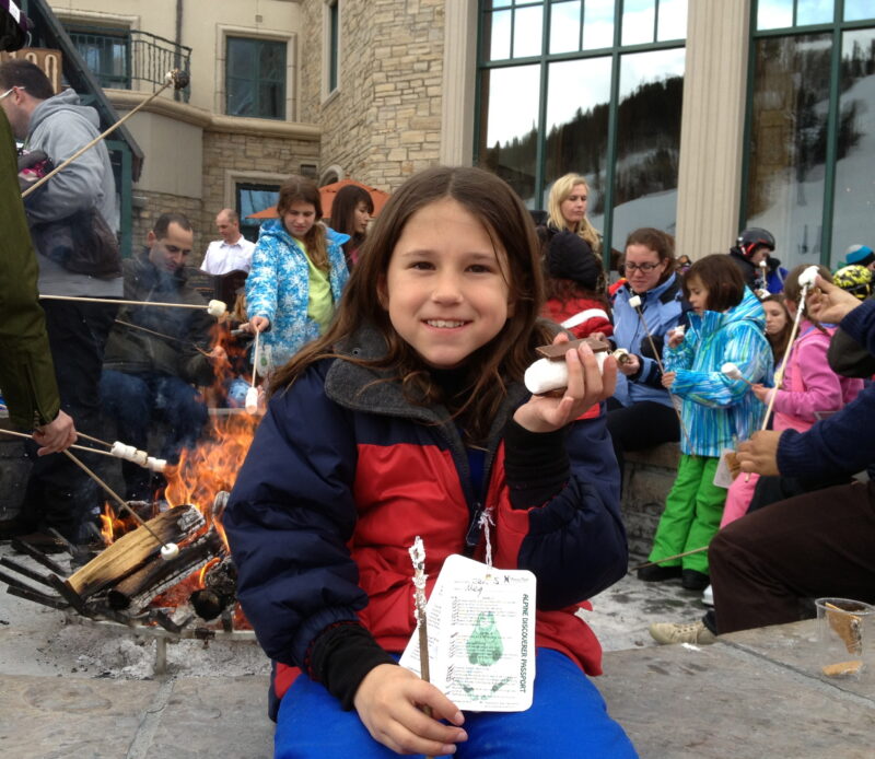 Meg doing Smores at Park Hyatt Beaver Creek