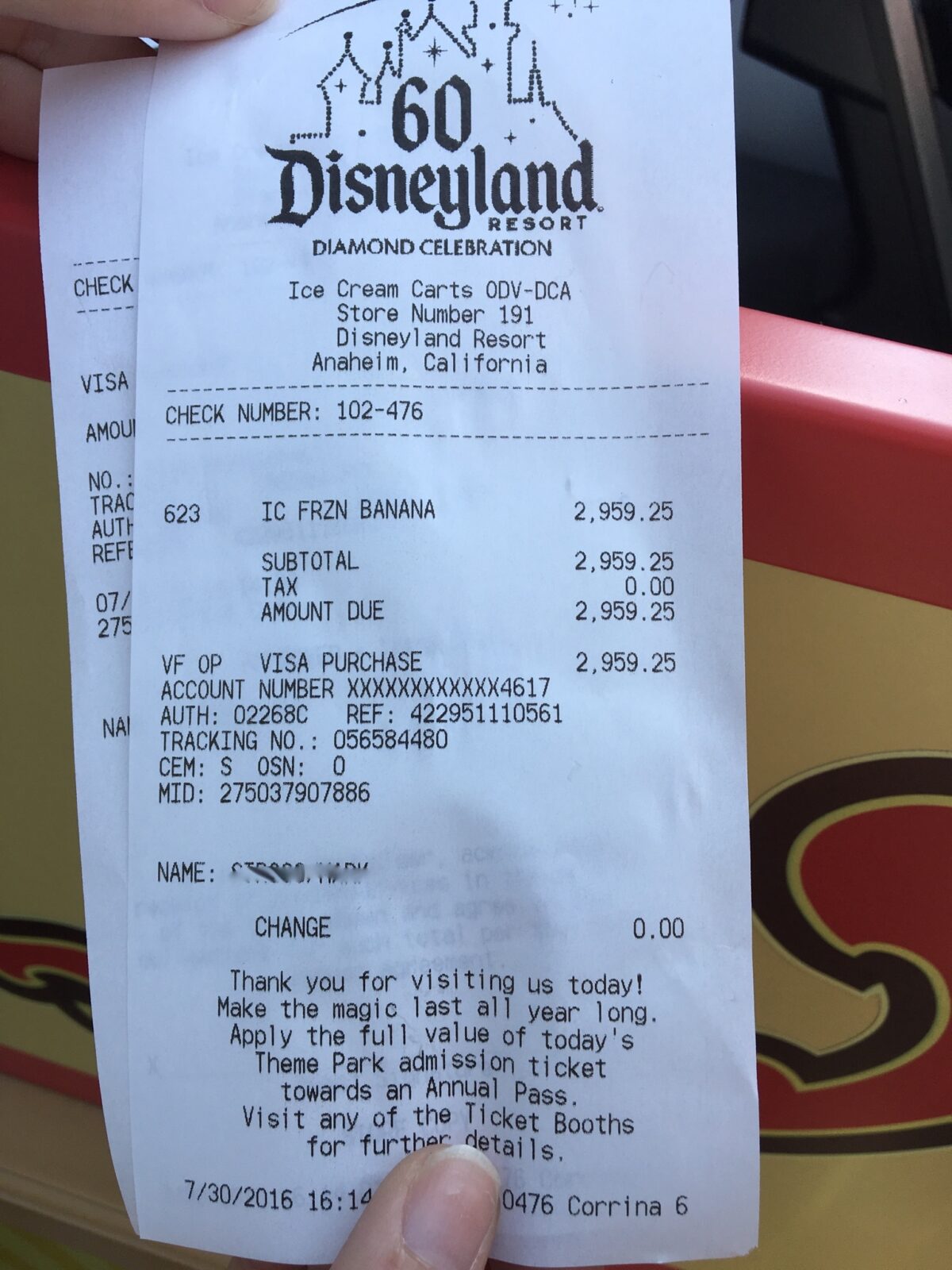 disneyland mistake charge